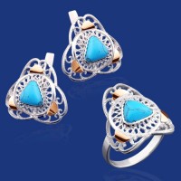 Серебряный гарнитур с золотом бц-177