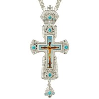 Крест латунный с принтом и вставками  с цепью 2.10.0159Л-21Л