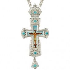 Крест латунный с принтом и вставками  с цепью 2.10.0159Л-21Л