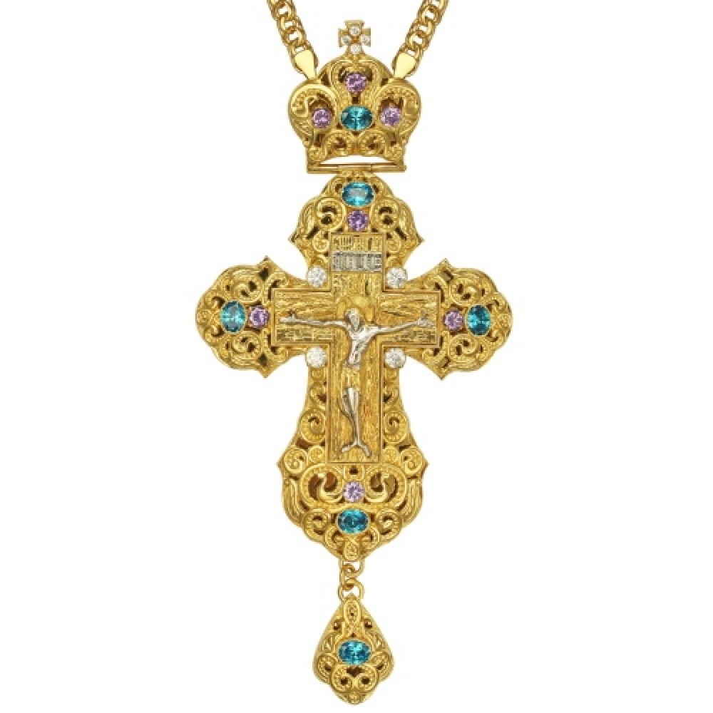 Крест латунный в позолоте с литьевым распятием 2.10.0164ЛП