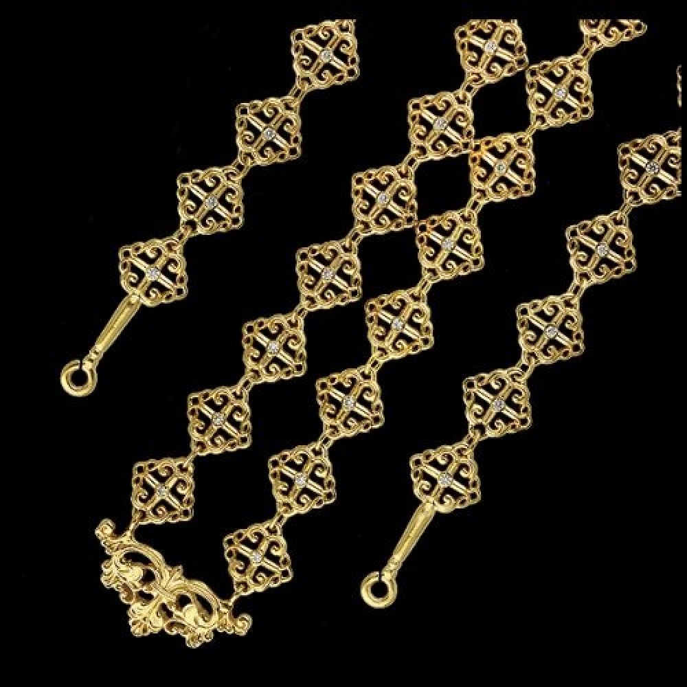 Цепь серебряная в позолоте со вставками аг-2.7.0243П