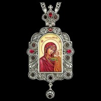 Панагия серебряная с финифтьевым образом и цепью аг-2.7.0508-11