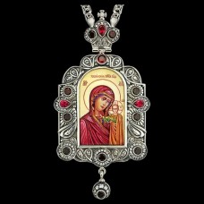 Панагия серебряная с финифтьевым образом и цепью аг-2.7.0508-11