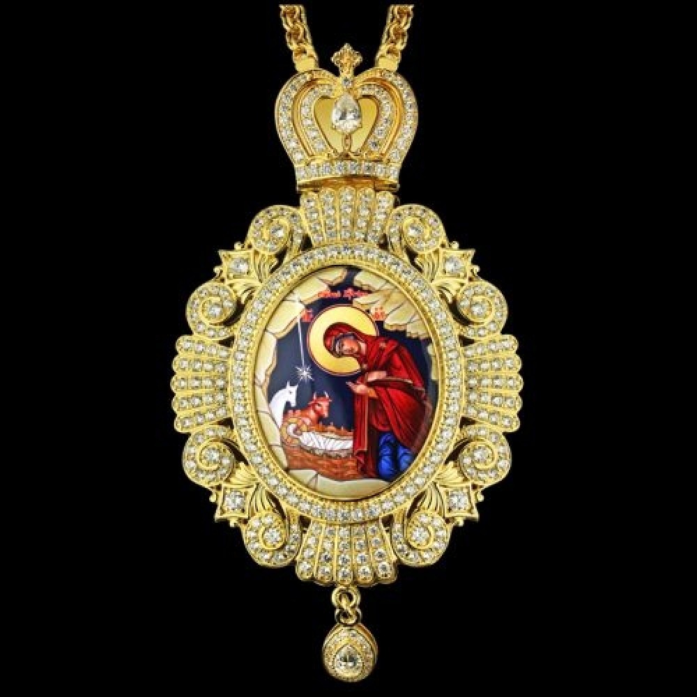 Панагия латунная в позолоте с цепью аг-2.7.0528ЛП-21ЛП