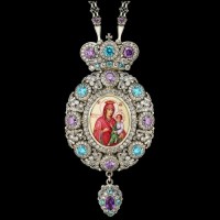 Панагия серебряная с финифтьевым образом и цепью аг-2.7.0557-152