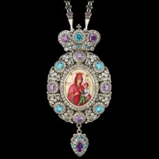 Панагия серебряная с финифтьевым образом и цепью аг-2.7.0557-152