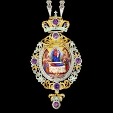 Панагия серебряная с финифтьевым образом и цепью аг-2.7.0562-152