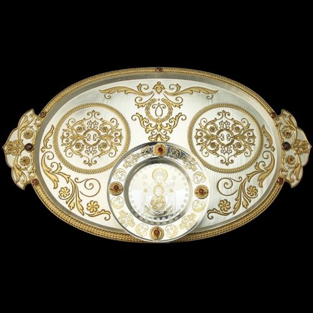 Поднос латунный для архиерейской запивки с фрагментальной позолотой аг-2.7.0729ЛФ