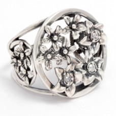 Срібна каблучка з квітами бр-2111790