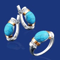 Серебряный гарнитур с золотом бц-217