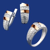 Серебряный гарнитур с золотом бц-255