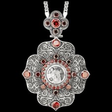 Панагия серебряная со вставками и оксидированием аг-2.7.0601