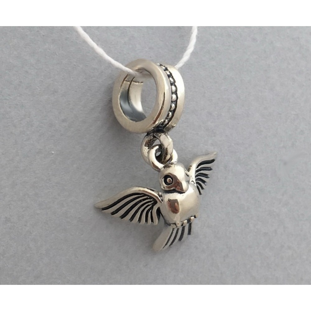 Серебряная бусина "Птичка" бр-0058931
