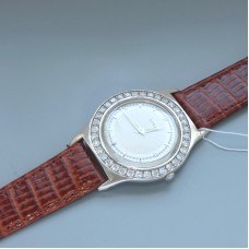 Женские серебряные часы 925 пробы на кожаном ремешке БР-1002571