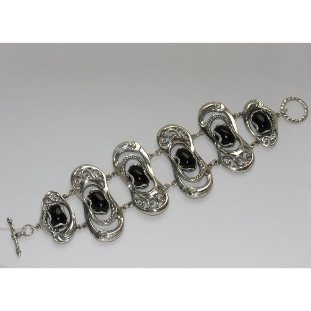 Серебряный браслет 925 пробы с ониксом бр-5150031