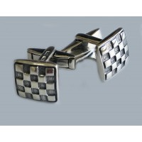 Серебряные запонки с чернением "Шахматы 2" бр-6110021