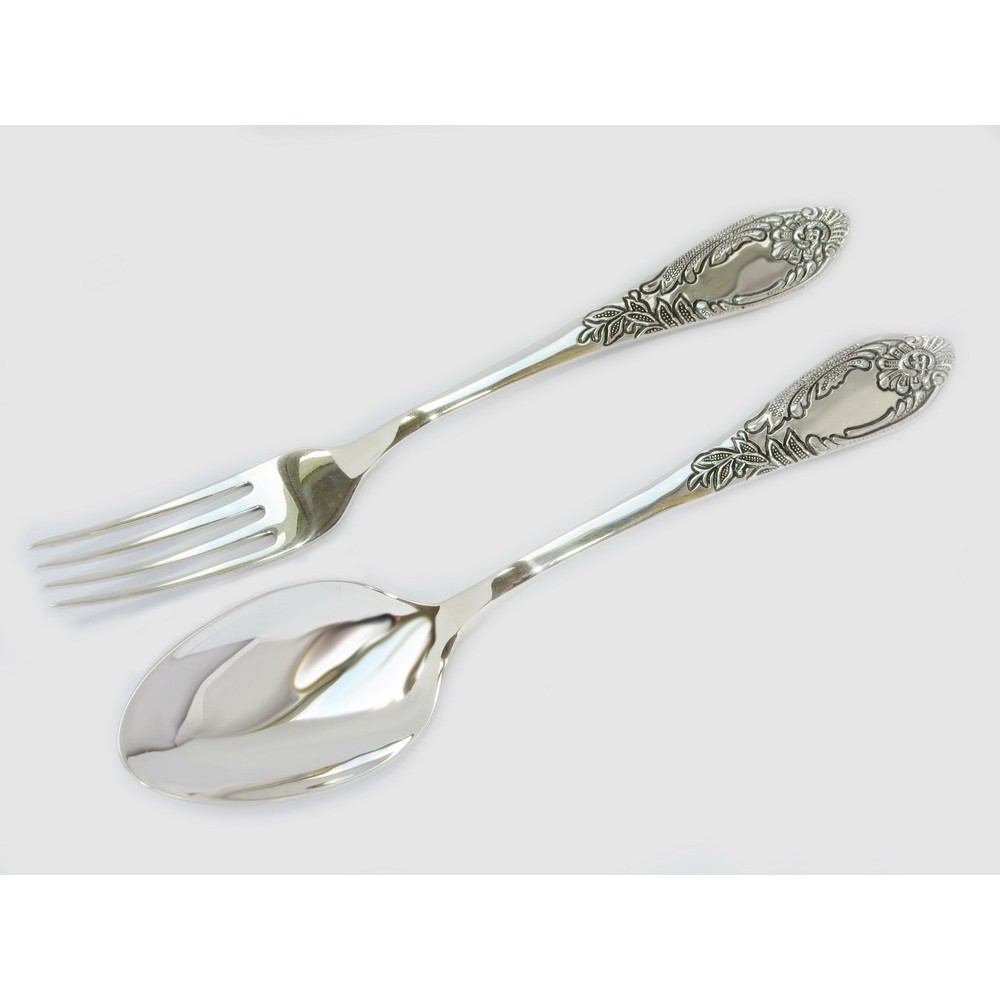 Набор серебряных десерных приборов Фантазия (ложка+вилка) бр-7071