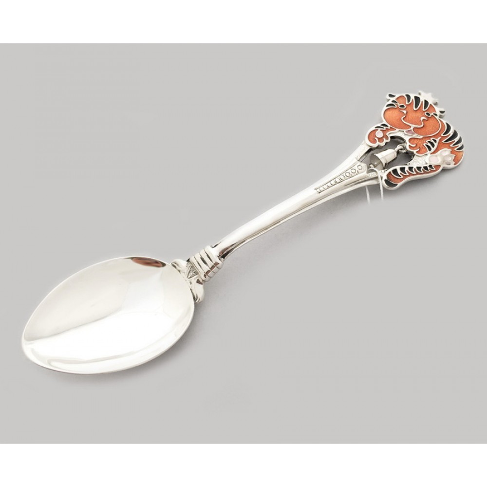Срібна дитяча ложка Тигренок зі срібла 925 проби
