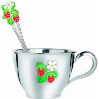 Набор серебряной посуды детский Клубничка (чашка+ложка) ХЮ-080498/080524