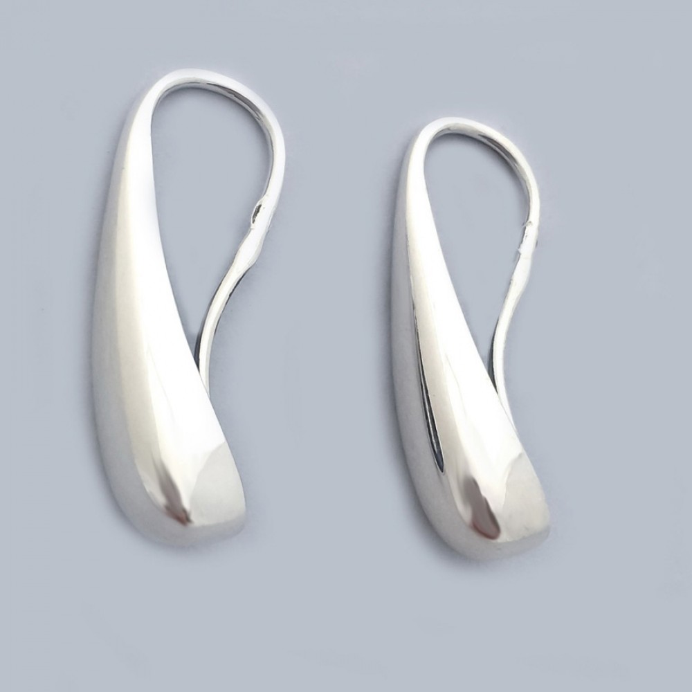 Серебряные серьги без камней Капелька бр-0036911