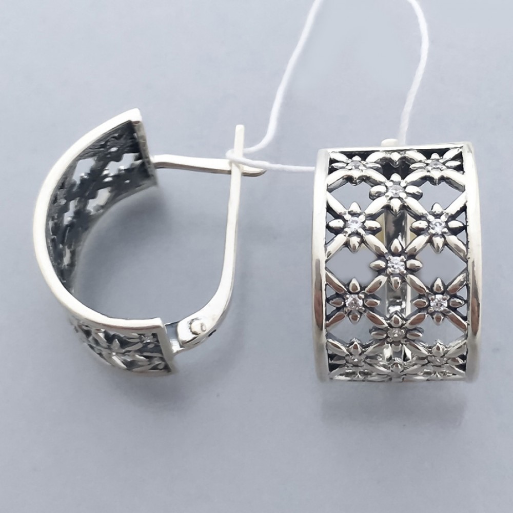 Серебряные серьги Одуванчик с фианитами БР-1298511