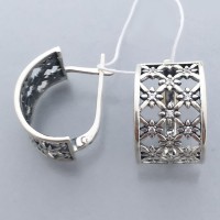 Срібні сережки Кульбаба з фіанітами БР-1298511