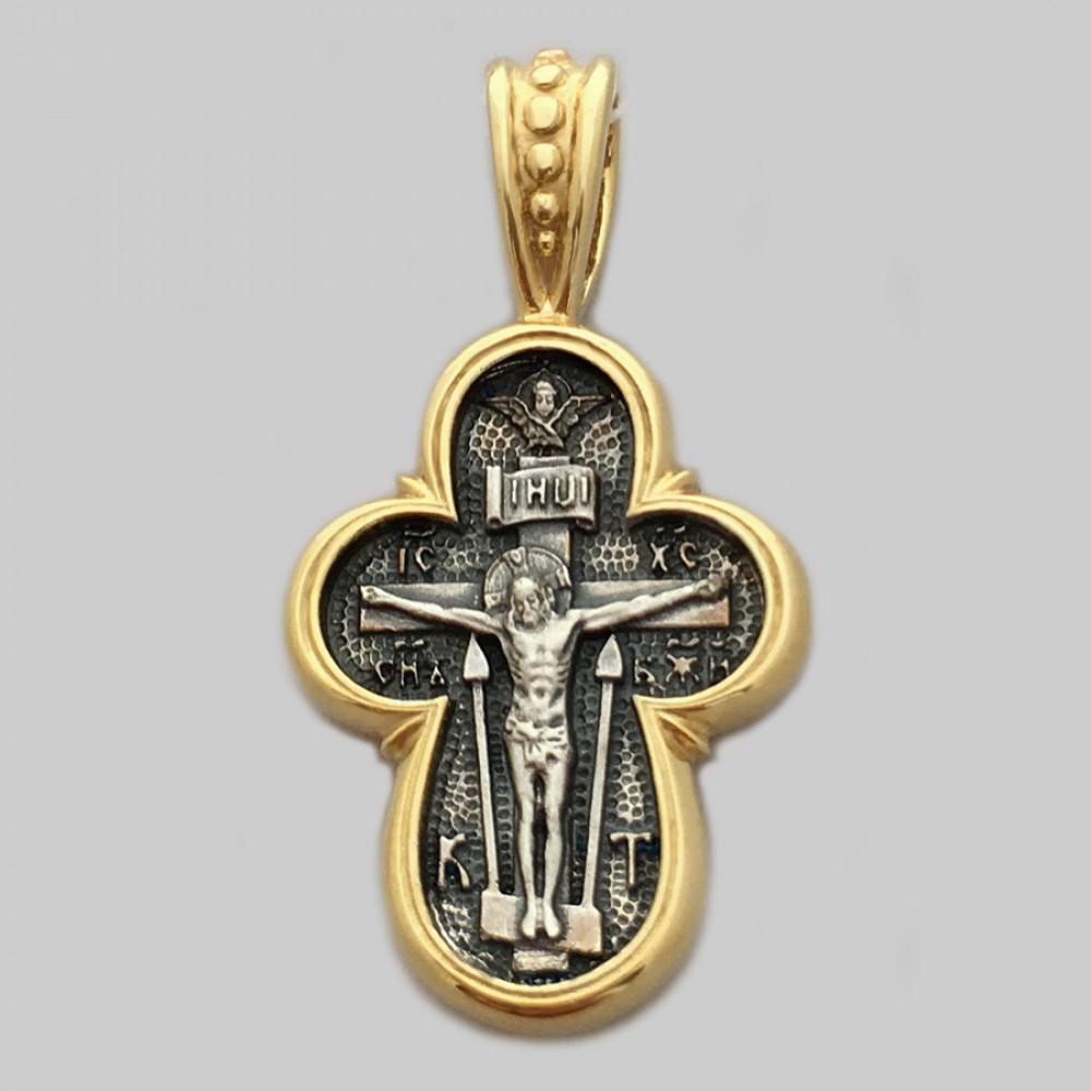 Серебряный крест двух сторонний БМ Покрова ЛЗ-34025