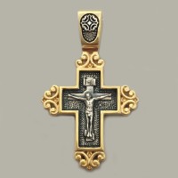 Серебряный крест с частичной позолотой и чернением ЛЗ-34027