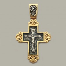 Серебряный крест с частичной позолотой и чернением ЛЗ-34027