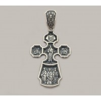 Срібний хрестик с ліками святих БР-0076631