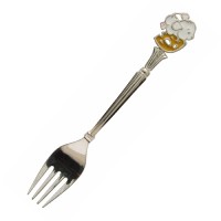 Срібна виделка дитяча з емаллю Мишка