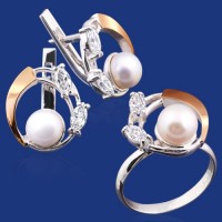 Срібний гарнітур з золотом бц-037