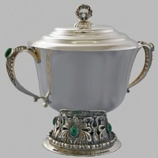 Цукорниця срібна з каменями Малахіт ХЮ-040032