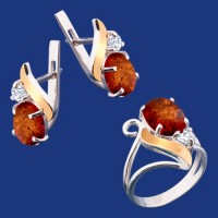 Серебряный гарнитур с золотом бц-092