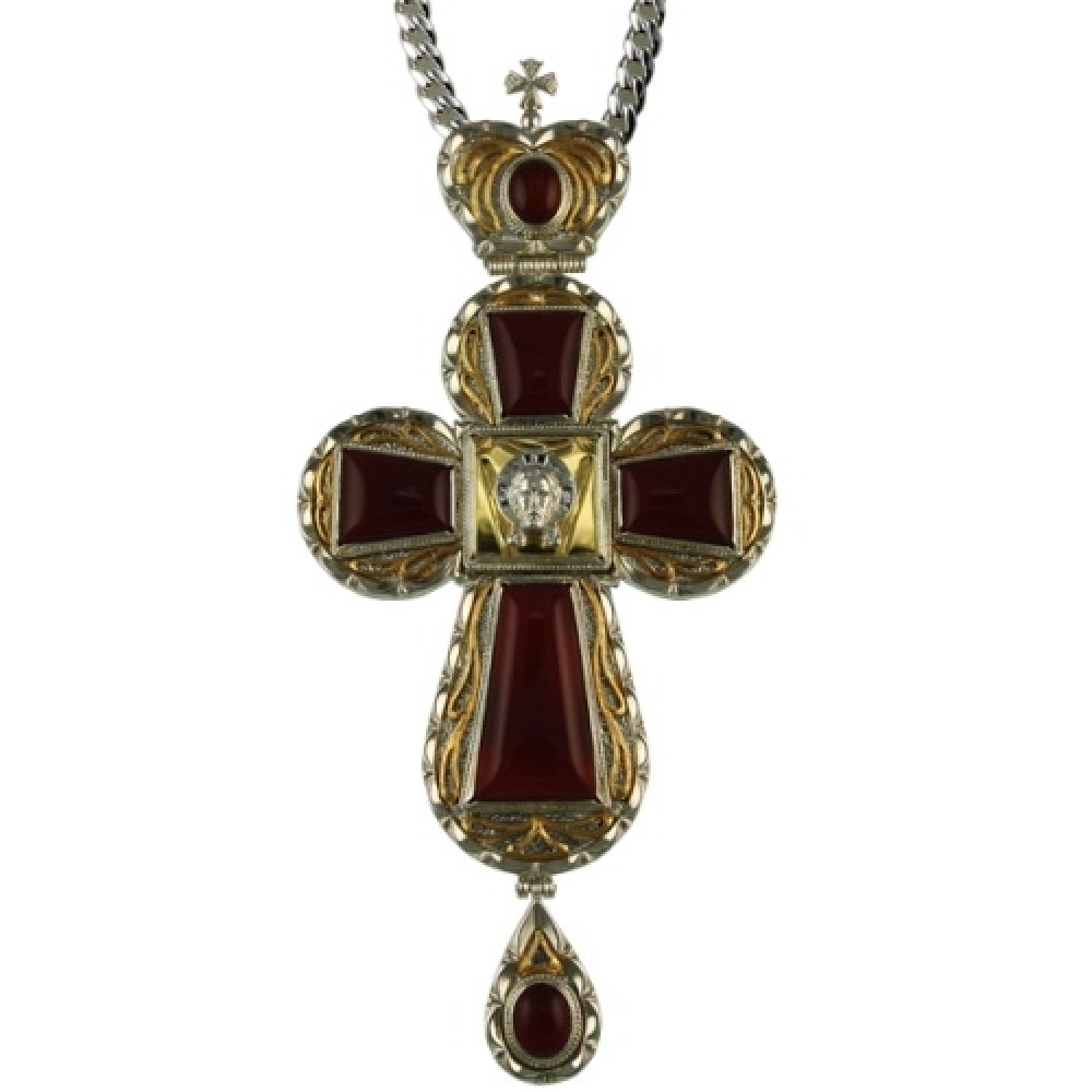 Крест наперсный №21 "Спас нерукотворный"серебряный 2.10.0021