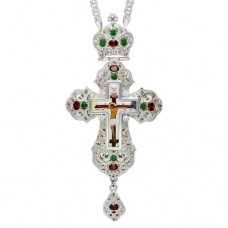 Крест латунный с принтом и цепью 2.10.0164Л-21Л