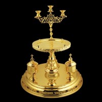 Литейница Блюдо всенощное латунное в позолоте "Свете тихий..." аг-2.7.0409ЛП