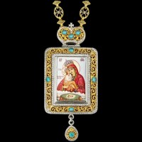 Панагия серебряная с финифтьевым образом аг-2.7.0513-144П