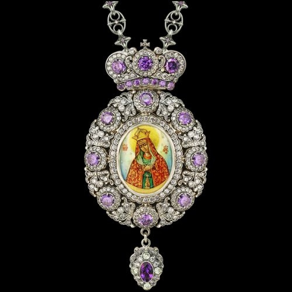 Панагия серебряная с финифтьевым образом аг-2.7.0557-144