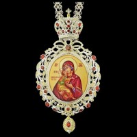 Панагия серебряная с финифтьевым образом и цепью аг-2.7.0568-141