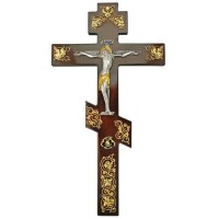 Крест напрестольный латунный на дереве в позолоте аг-2.7.0580ЛП