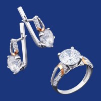 Серебряный гарнитур с золотом бц-201