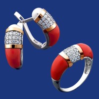 Серебряный гарнитур с золотом бц-216