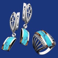 Серебряный гарнитур с золотом бц-226