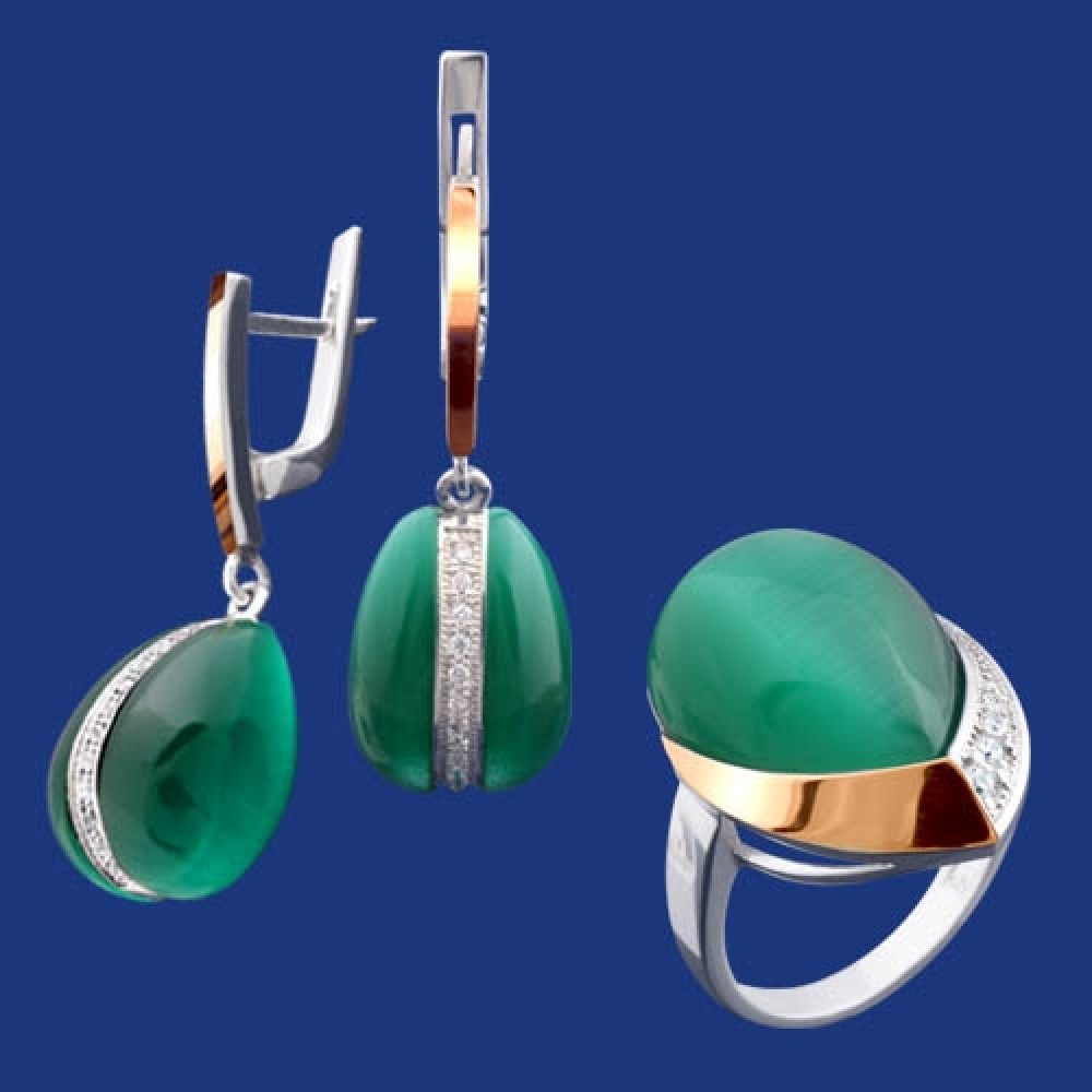 Серебряный гарнитур с золотом бц-240