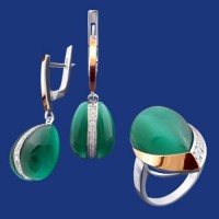 Срібний гарнітур з золотом бц-240