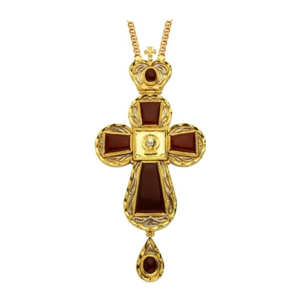 Крест наперсный "Спас Нерукотворный" латунный с цепью 2.10.0021ЛП1ЛП