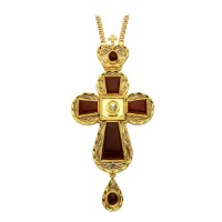 Крест наперсный "Спас Нерукотворный" латунный с цепью 2.10.0021ЛП1ЛП