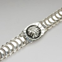 Срібний браслет чоловічий з чорною емаллю Лев бр-00321