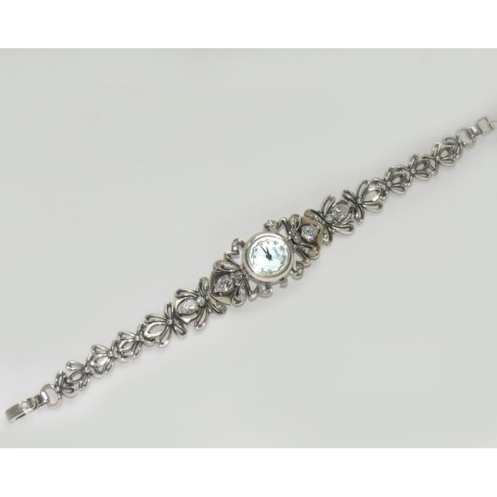 Годинник срібний 925 проби в каменях жіночій бр-1003171